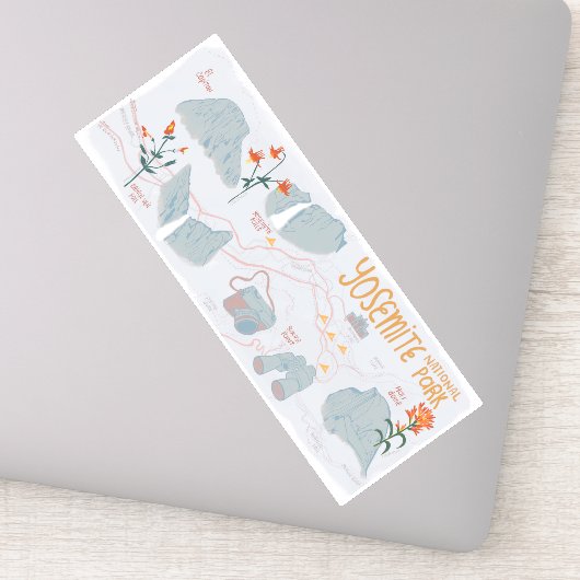 ヨセミテ国立公園カリフォルニアの図解入りの、写真付きの地図 シール (詳細)