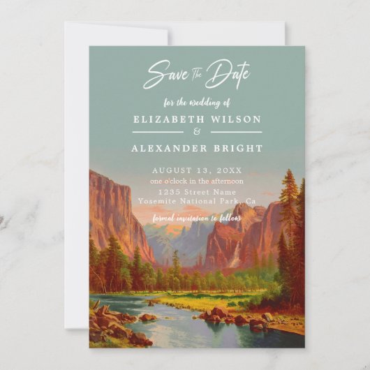 ヨセミテ国立公園カリフォルニアは日付を保存 招待状 (正面)