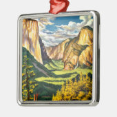 ヨセミテ国立公園カリフォルニアトラベルアート メタルオーナメント (左)