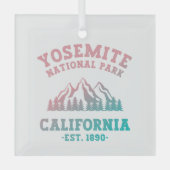 ヨセミテ国立公園カリフォルニアハイキンググラデーション ガラスオーナメント (正面)