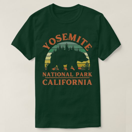 ヨセミテ国立公園カリフォルニアベア自然比企地区 Tシャツ (デザイン正面)