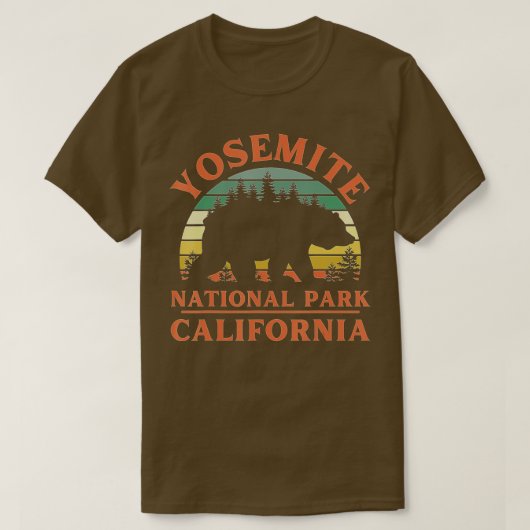 ヨセミテ国立公園カリフォルニアベア自然比企地区 Tシャツ (デザイン正面)