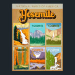 ヨセミテ国立公園カリフォルニアランドマーランドコラージュ ポスター<br><div class="desc">ヨセミテ国立公園のヴィンテージコレクションは、チルヌアルナ滝、エル・キャピタン、ハーフドーム、マリポサグローブ、センティネル秋、ヴェルナル滝などの有名なランドマークイラストレーション。</div>