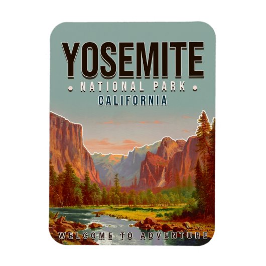 ヨセミテ国立公園カリフォルニアヴィンテージ1960年代 マグネット (縦)