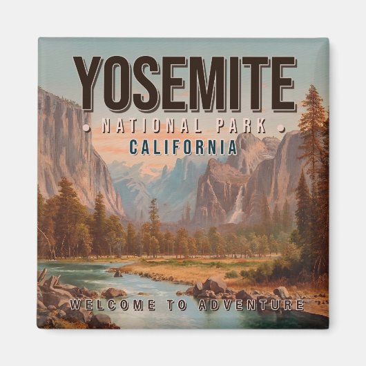 ヨセミテ国立公園カリフォルニアヴィンテージ1980年代 マグネット (正面)