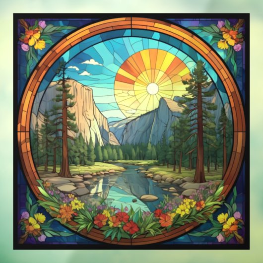 ヨセミテ国立公園ステンドグラスフェイクモザイク ウィンドウサイン (シート3)