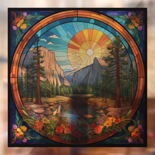 ヨセミテ国立公園ステンドグラスフェイクモザイク ウィンドウサイン (シート2)