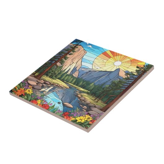 ヨセミテ国立公園ステンドグラスフェイクモザイク タイル (側面)