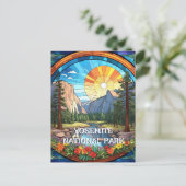ヨセミテ国立公園ステンドグラスフェイクモザイク ポストカード (スタンド正面)