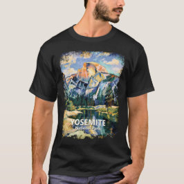 ヨセミテ国立公園ハーフドームのカラフルな絵画 Tシャツ