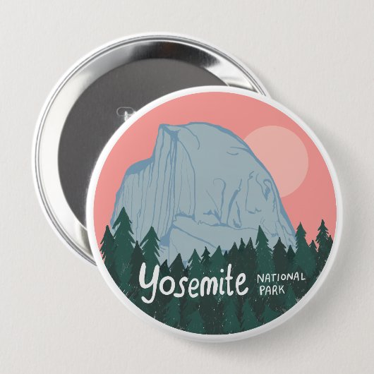 ヨセミテ国立公園ピンクハーフドーム 缶バッジ (正面&裏面)