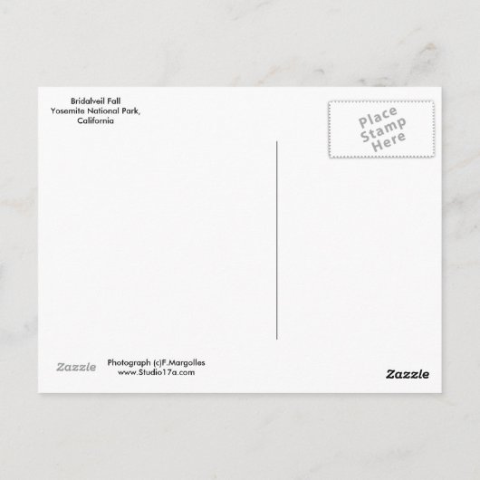 ヨセミテ国立公園ポストカード ポストカード (裏面)