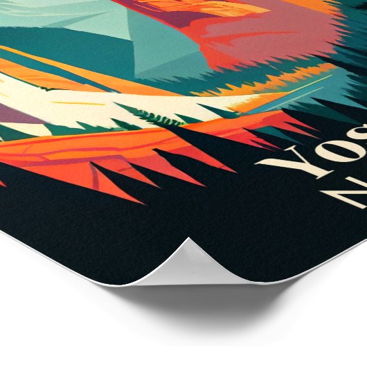 ヨセミテ国立公園ミニマリストアート ポスター (角)