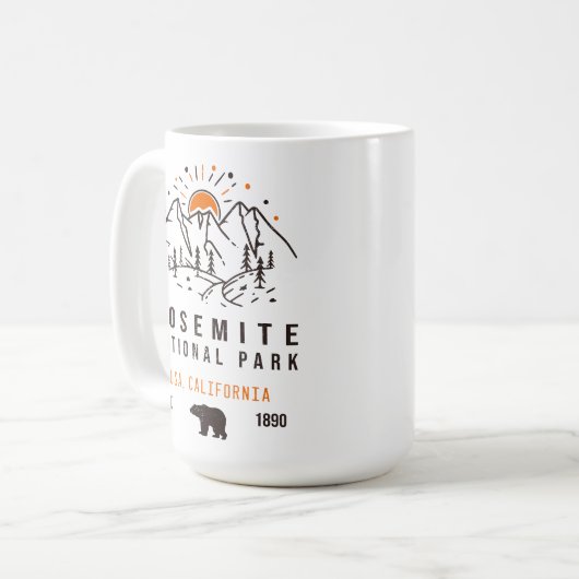 ヨセミテ国立公園ミニマリストサンセットマウンテン コーヒーマグカップ (正面左)