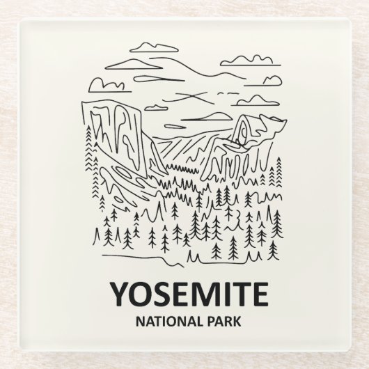 ヨセミテ国立公園ラインアート ガラスコースター (正面)