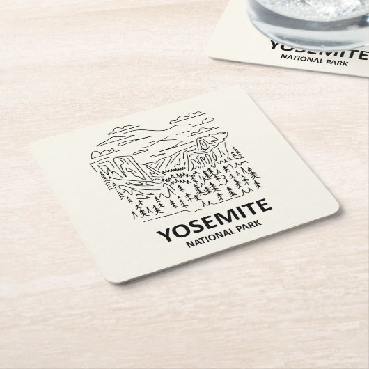 ヨセミテ国立公園ラインアート スクエアペーパーコースター (アングル)