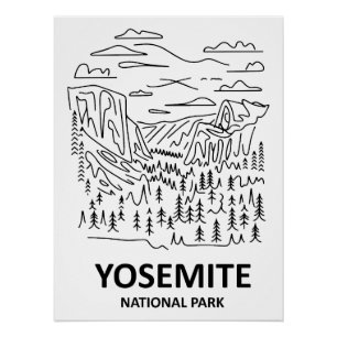 ヨセミテ国立公園ラインアート ポスター