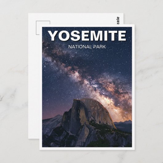 ヨセミテ国立公園天の川夜 ポストカード (正面/裏面)