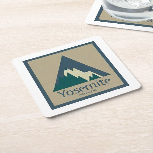 ヨセミテ国立公園素朴 スクエアペーパーコースター (アングル)