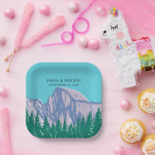 ヨセミテ国立公園結婚レトロ ペーパープレート (パーティー)