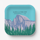 ヨセミテ国立公園結婚レトロ ペーパープレート (正面)