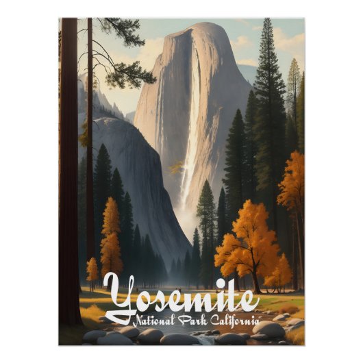 ヨセミテ国立公園 カリフォルニア トラベルポスター ポスター (正面)