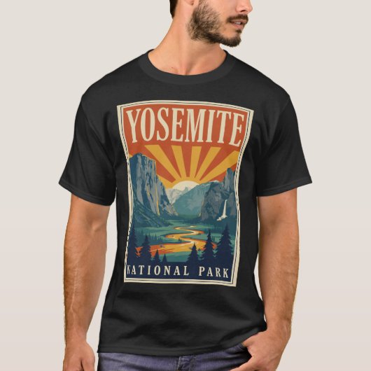 ヨセミテ国立公園 カリフォルニア ハイキング Tシャツ (正面)
