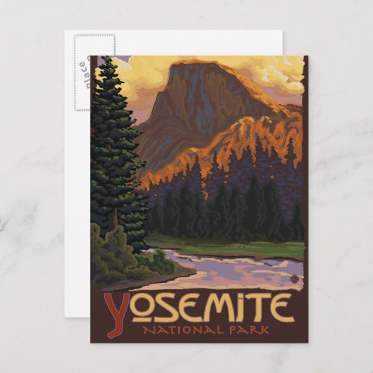 ヨセミテ国立公園 – ハーフドーム – ヴィンテージ ポストカード (正面/裏面)