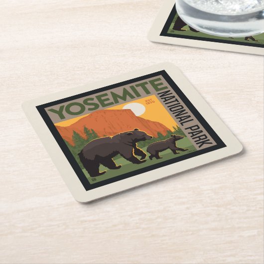ヨセミテ国立公園 |ベアファミリー スクエアペーパーコースター (アングル)