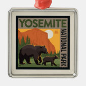 ヨセミテ国立公園 |ベアファミリー メタルオーナメント (正面)