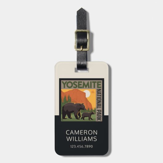 ヨセミテ国立公園 |ベアファミリー ラゲッジタグ (正面縦)