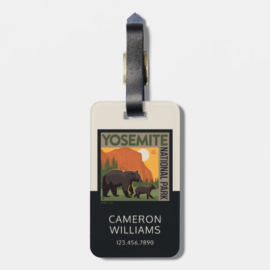 ヨセミテ国立公園 |ベアファミリー ラゲッジタグ (裏面縦)