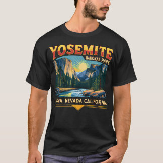 ヨセミテ国立公園 レトロ シエラネバダの自然 Tシャツ