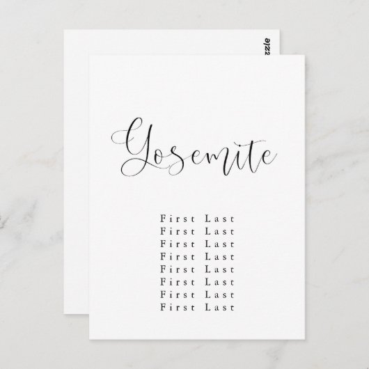ヨセミテ座席表はがき ポストカード (正面/裏面)