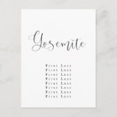 ヨセミテ座席表はがき ポストカード (正面)