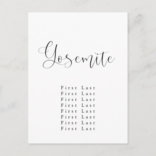 ヨセミテ座席表はがき ポストカード (正面)