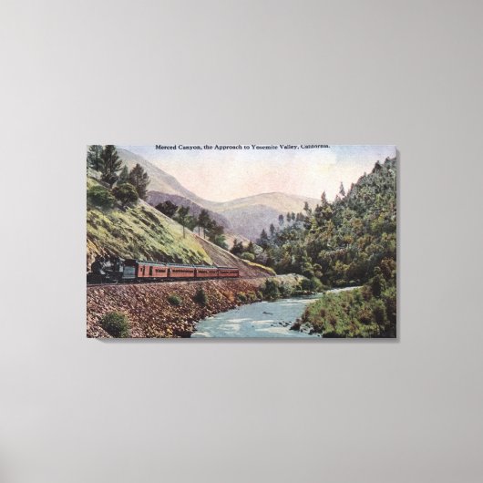 ヨセミテ渓谷に入る列車の景色 キャンバスプリント (正面)