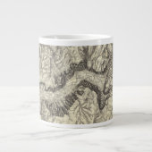 ヨセミテ渓谷の地形図 ジャンボコーヒーマグカップ (正面)