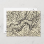 ヨセミテ渓谷の地形図 ポストカード (正面/裏面)