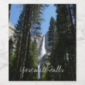 ヨセミテ滝とウッズ風景写真 ワインラベル (シングルラベル)
