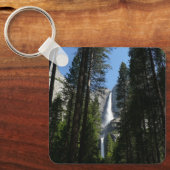 ヨセミテ滝と森の風景写真 キーホルダー (正面)