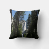 ヨセミテ滝と森の風景写真 クッション (裏面)