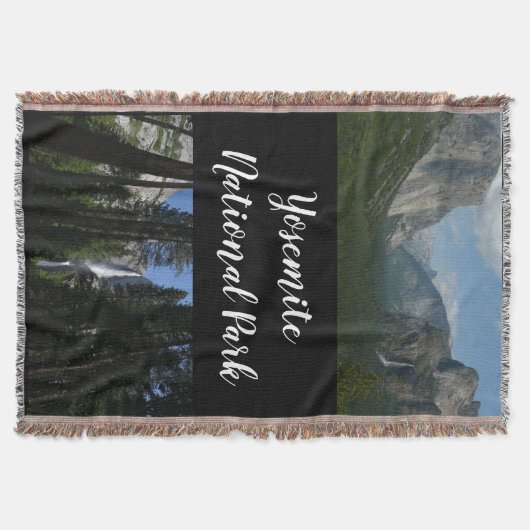 ヨセミテ滝と森の風景写真 スローブランケット (正面)