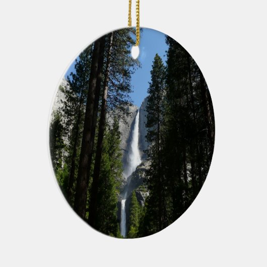 ヨセミテ滝と森の風景写真 セラミックオーナメント (右)