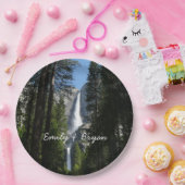 ヨセミテ滝と森の風景写真 ペーパープレート (パーティー)