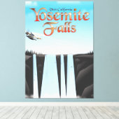 ヨセミテ滝カリフォルニアトラベルポスター キャンバスプリント (インサイチュ (ウッドフロア))