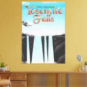 ヨセミテ滝カリフォルニアトラベルポスター キャンバスプリント (インサイチュ (リビング))