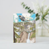 ヨセミテ滝ヴィンテージ旅行ポスター ポストカード (スタンド正面)