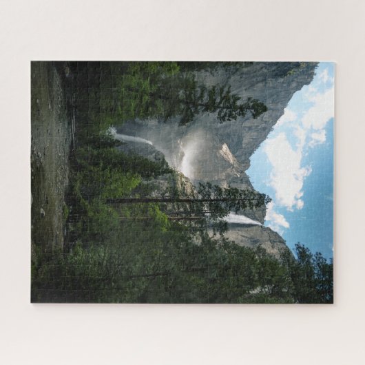 ヨセミテ秋マウンテンウォーターフォールド風景写真 ジグソーパズル (横)