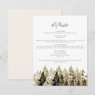 ヨセミテ素朴ウォーターカラーパイン木詳細カード 招待状